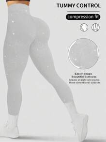 FWH Starlight Sparkling Vintage High Waist Yoga Pants, Tummy Control & Butt Lift, Slimming & Body Shaping, Elegant Fit, Comfortable & Premium, Versatile Street Style, Romantic Casual Style, Minimalist Fashion, Sexy Sports Yoga Leggings, Women's Essential - Light Grey - View 1