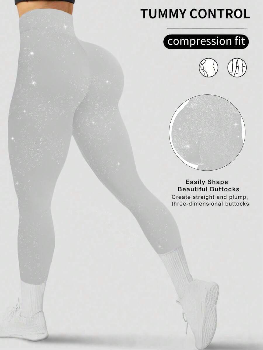 FWH Starlight Sparkling Vintage High Waist Yoga Pants, Tummy Control & Butt Lift, Slimming & Body Shaping, Elegant Fit, Comfortable & Premium, Versatile Street Style, Romantic Casual Style, Minimalist Fashion, Sexy Sports Yoga Leggings, Women's Essential - Light Grey - View 1