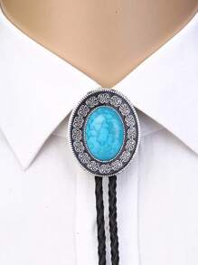 1pc Adjustable Navajo Style Gemstone Bolo Tie Necklace, Western Cowboy Bolo Tie Shirt Collar Accessory For Men And Women, Casual Party Wedding Best Gift - Gem - View 22