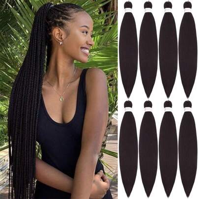 20/26/30 Inch Premium Kanekalon Pre Stretched Braiding Hair Extensions, Professional Itch Free Hot Water Setting Perm Yaki Texture Prestretched Braiding Hair