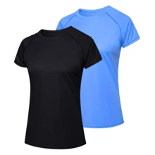 Kit 2 Basic Women's Dry Fit T-Shirts Gym Workout Blouse - 淺藍色 - 查看 1
