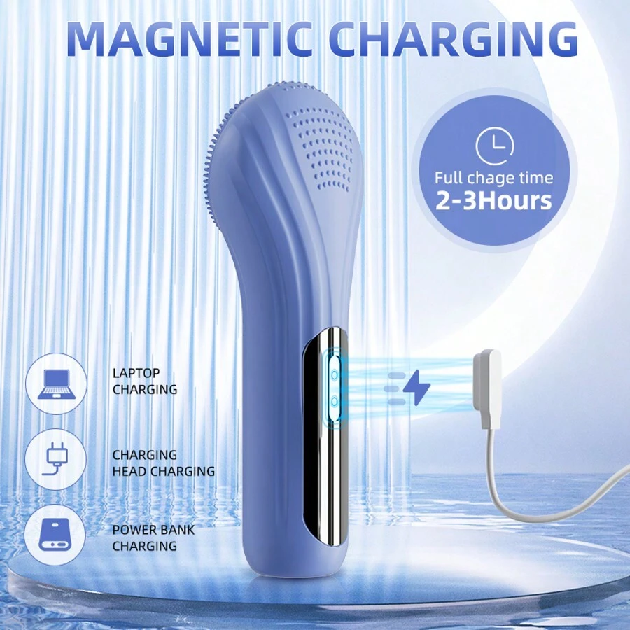 Cepillo de silicona recargable para exfoliación facial - Limpieza profunda y exfoliación, apto para hombres y mujeres, Impermeable IPX7, recargable por USB