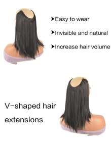 U-förmige synthetische 4 Clip In Haarverlängerungen, kurzer glatter Haarstil, Haarteil 30cm, Naturperücke für Frauen