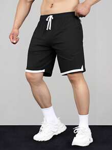男士夏季休闲运动户外健身透气短裤 - 黑色 - 查看 1