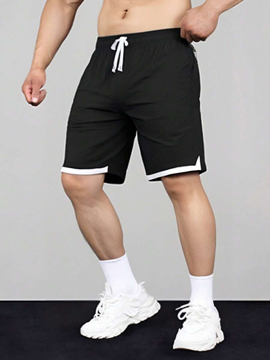 男士夏季休闲运动户外健身透气短裤 - 黑色 - 查看 1