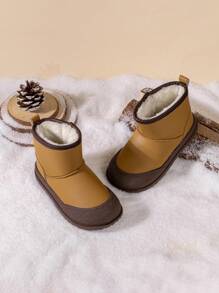 Cute Baby Girls Winter Warm Flat Ankle Boots, Casual Outdoor Children Booties - Brown - View 2