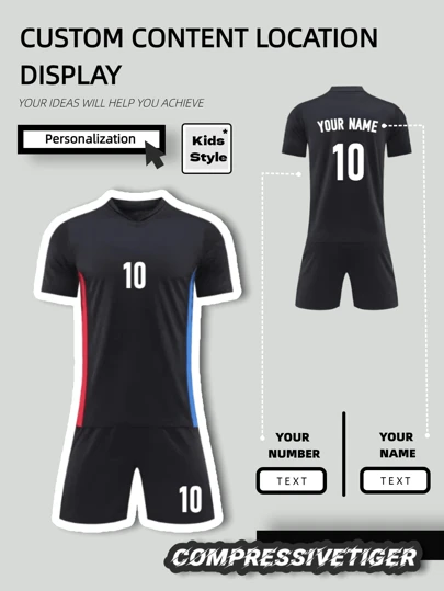 Customized Barcelona Style Football Outfit For Teenage Boys (Age 24-25): Personalized With Name And Number, Short Sleeve Jersey And Shorts, Quick-Dry Moisture-Wicking Fabric, Gift For Young Fans