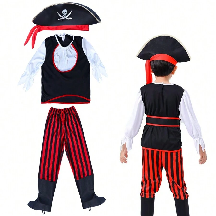 Disfraz de pirata para niños, traje de capitán pirata Jack para niños y niñas, apto para mascaradas o actuaciones en festivales