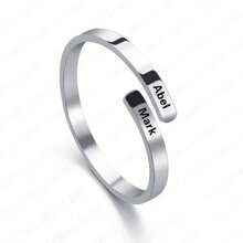 Custom Engrave Promise Ring For Women Stainless Steel Tiny Open Two Name Initial Personalized Ring 2mm Thin Gifts - Multicolor - View 13