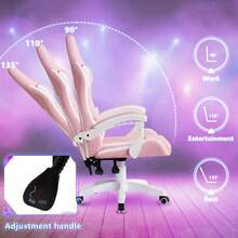 TUKAILAi Ergonomischer Gaming Stuhl Computer Drehstuhl Mit Kopfstütze Und Lendenwirbelstütze, Höhenverstellbar, Drehbar, Hohe Rückenlehne, Rennstühle