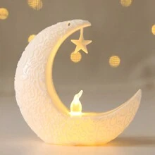 1 pieza Linterna de estrella y luna retro de LED de plástico, color dorado, blanco, negro, plateado para Oriente Medio, Ramadán, oración islámica, luna nueva, decoración de Eid Mubarak, regalo