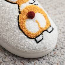 Adorables zapatillas de casa de peluche con diseño de perro Corgi, con cabeza blanca y suela gruesa, regalo para ocasiones festivas