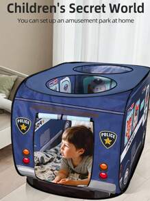 1 pieza Carpa de juego con diseño de coche y animales para bebés, juguete de casa de juegos portátil y plegable sin montaje, diseño ventilado, juguete de cabina de bloques de construcción, regalo de Navidad/Halloween/Acción de Gracias para niños y niñas, incluye carpa (varios estilos disponibles, pelotas no incluidas)