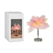 Pink Feather Lamp, LED Atmosphere Feather Night Light Night Lamp For Mother, Girlfriend, Home Girl Room, Wedding Decoration - 粉色 - 查看 9
