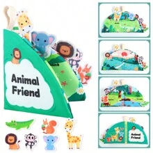 Libro de tela resistente a los desgarros como juguete educativo para bebés - Con papel crepitante, impermeable, libro de tela 3D, libro de rasgado silencioso, juguete educativo e intelectual de libro de tela suave - Multicolor - Ver 12