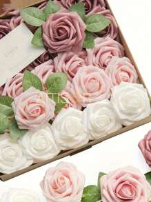 25 Peças Rosas Artificiais, Conjunto de Rosas Artificiais Verde Floresta em Gradiente - Conjunto de Buquê de Casamento DIY, Adequado para Casamento, Bolo, Decoração de Mesa de Festa