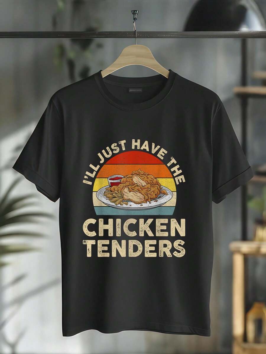 100% Cotton Vintage I'll Just Have The Chicken Tenders T-Shirt - Black - View 1