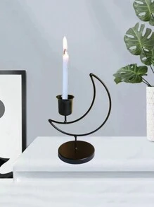 1个金属新月形烛台，适合开斋节烛台，可放置于客厅、书房、卧室和餐桌上，家居装饰，斋月装饰（黑色、金色） - 彩色 - 查看 12