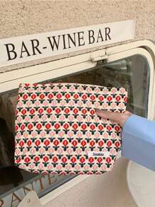 1 件独特花卉图案个性化花朵化妆包大容量钱包洗漱用品旅行包拉链收纳袋化妆刷礼物收纳袋情人节情人节装饰情人节派对礼物情人节女士情人节礼物