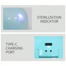 Esterilizador portátil de chupete, caja mini esterilizadora UV-C para chupete, esterilización al 99.99% en 3 minutos, recargable por USB-C, caja esterilizadora mini para chupetes de bebé, tetinas de biberón y talla grande - Celeste - Ver 3