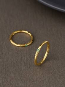 1pc S925 Pure Silver Original Green Zirconia Elegant Retro Matte Simple Women's Ring, Versatile For Everyday Wear And Gifting, Suitable For Ladies - Frosted Simple Women's Ring - View 1