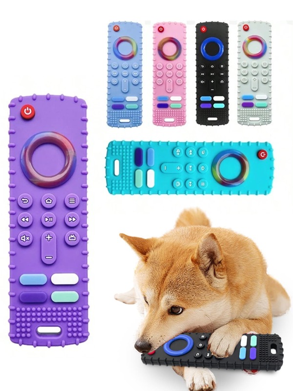 Juguetes de dentición con control remoto para cachorros, juguete de morder simulado con control remoto, alivio del aburrimiento y estimulación, juguete de dentición para cachorros, colores múltiples disponibles, color aleatorio