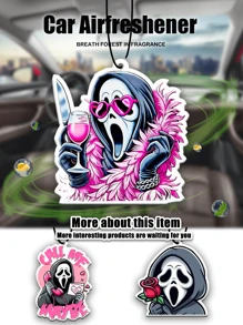 PINK Skull Scream Pattern Design ,Car Air Freshener And Rearview Mirror Decoration - Long-Lasting Fragrance For A Fresh And Inviting Car Interior,Valentine's Day Gift,Idea Gift For Friends - one-size - View 1