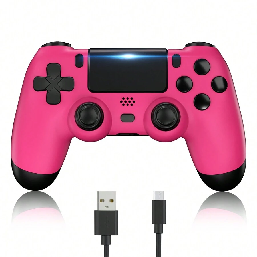 [Upgraded] Wireless Controller For P-S4 Romote Compatible With P-S4/Slim/Pro/Windows PC, Controller For P-S4 With 3.5mm Audio Jack, Touch Pad, Six Axis Motion Control, Charging Cable - 玫瑰紅 - 查看 1
