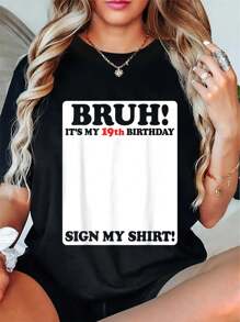 100% Cotton Bruh It's My 19th Birthday Sign My Shirt 19 Years Old Party T-Shirt