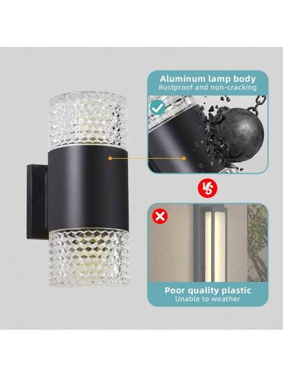CANMEIJIA Outdoor Wand Lamp, Acrylic Flower Pattern Crystal Appearance ative Indoor LED Waterproof IP65 Home Lighting Streetlight ation, E27 Lamp Base, Square/Round Patio/Stairs/Street/Indoor/Garden/Living Room/Bathroom/Kitchen/Bedroom/Hallway/Indoor Wall/Outdoor view 9