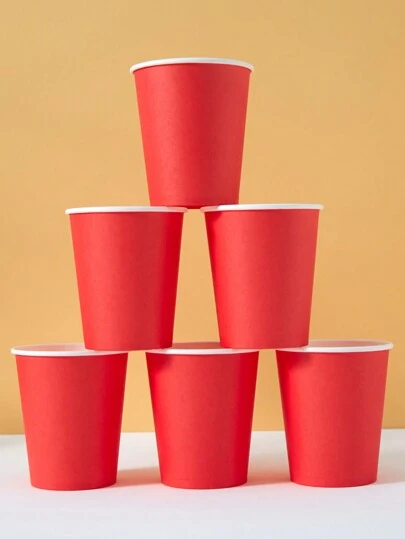 10/25个一次性红色纸杯，适用于生日派对、家庭聚会、野餐、派对装饰