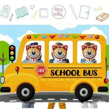 1 * 1,5 m Toile de fond d'autobus scolaire, accessoire photo amusant pour les célébrations d'anniversaire et de remise des diplômes