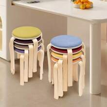 Set Of 8 Stacking Wooden Stools Stackable Stools Modern Stackable Round Stools - 1 - View 3