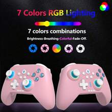 YUYIU 2.4G Wireless PC Controller With RGB Lighting/Programming Keys/Hall Joysticks/Hall Triggers/Vibrations,Three-Mode Switch Controller,Plug And Play Work For Windows PC, Android, Switch, Steam,TV - Cherry Blossom Powder - View 3
