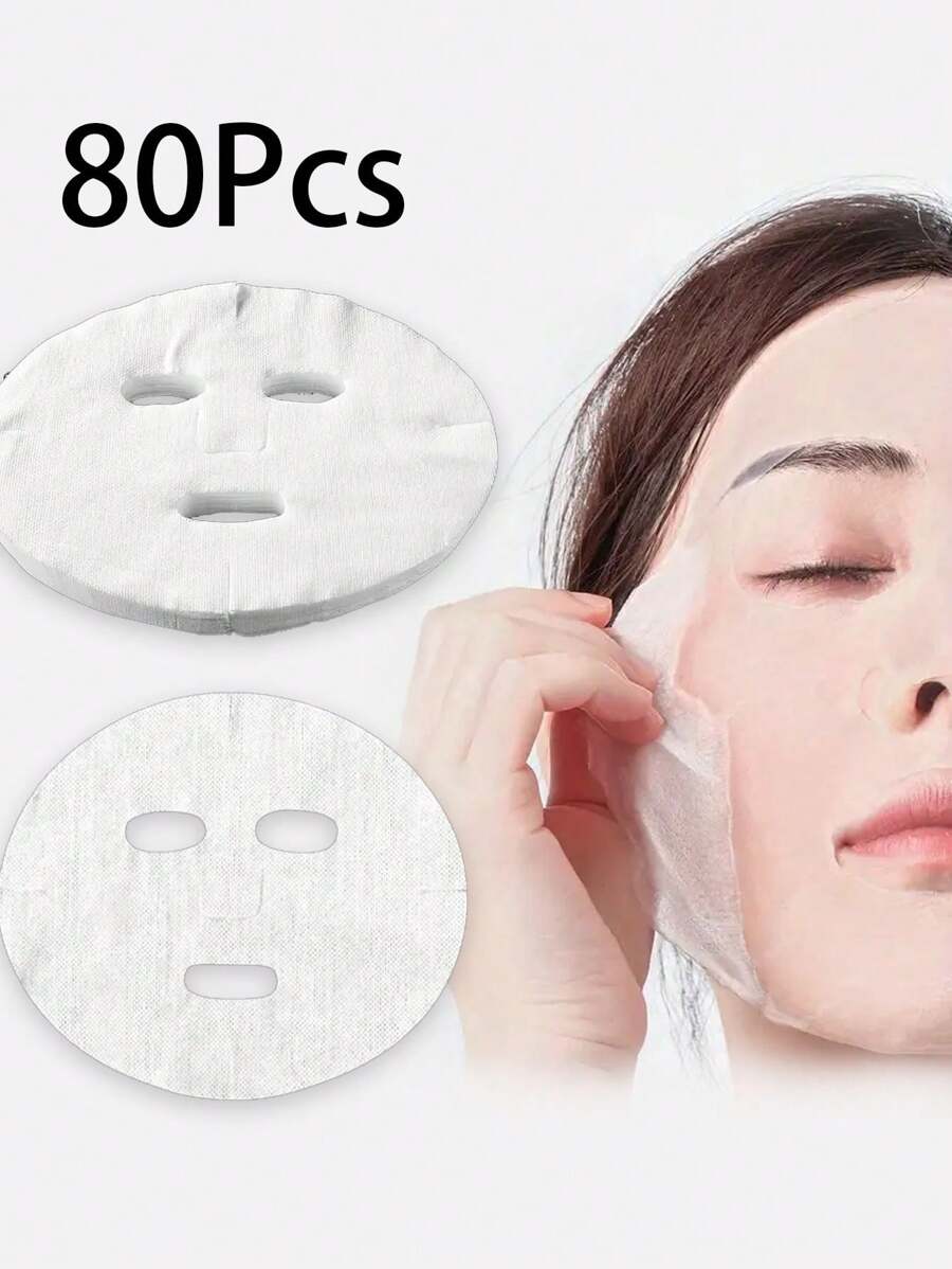 80 piezas de papel blanco para máscaras DIY, papel para mascarilla facial de cuidado de la piel, papel desechable para máscaras DIY de belleza para el cuidado y la hidratación de la piel - Multicolor - Ver 1