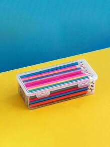 1 pièce/3 pièces/5 pièces Étui à crayons transparent grande capacité - Boîte de rangement en plastique à couvercle articulé, adaptée pour les fournitures scolaires et de bureau, organisation de bureau