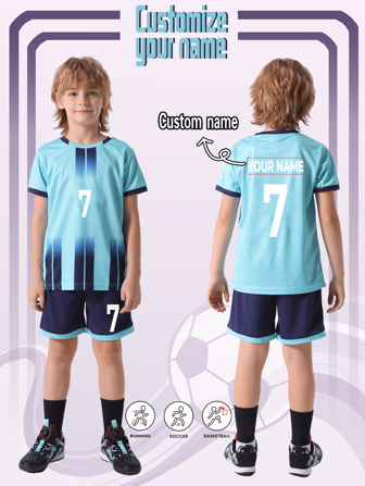 [Hecho a medida] 2 piezas Conjunto deportivo casual de entrenamiento de secado rápido de manga corta #7, apto para fútbol, ejercicio, uso diario, con nombre personalizado, de estilo elegante, moda, hipster, casual, minimalista, elegante. Regalos personalizados, únicos, ideales para él, novio, familia, amigos para cumpleaños, vacaciones/festividades, escuela/competencias, deportes/escalada