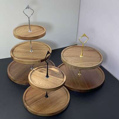 1 件相思木蛋糕架，2 层和 3 层纸杯蛋糕架，木制托盘，烛台盘，厨房岛台桌子中心装饰，客厅家居装饰盘。