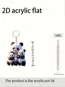 亚克力熊猫家族钥匙扣，2D 图形可爱新颖钥匙扣，适合感恩节、圣诞节、万圣节主题、DIY 礼物、背包吊坠配件、多功能独特钥匙扣、可爱温暖风格的汽车配件包饰背包，适合学校卡通哥特 Y2k