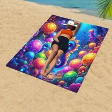 1pc Absorbent Beach Towel With Aquatic Animal Print, Quick Dry Swimming Towel, Soft & Comfortable Pool Towel, Suitable For Men And Women, Beach Essential Summer,Holiday