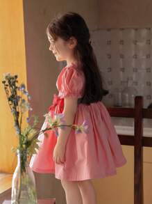 Girls' Summer Princess Dress, Fashionable Unique Sweet Lovely Peter Pan Collar Dress For Girls