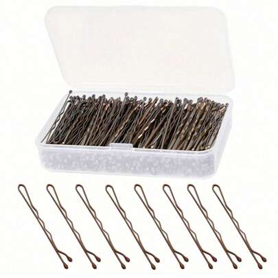 150pcs Mini Brown Bobby Pins With Storage Box For Women And Girls, Non-Slip Hair Clips For All Hair Types Claw Clips Hair Claws Hair Barrettes, School Stuff, Hair Accessories, Head Accessories, Hairpin,Summer,Holiday,Travel