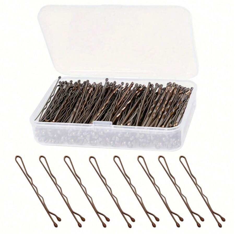 150pcs Mini Brown Bobby Pins With Storage Box For Women And Girls, Non-Slip Hair Clips For All Hair Types Claw Clips Hair Claws Hair Barrettes, School Stuff, Hair Accessories, Head Accessories, Hairpin - Multicolor - View 1