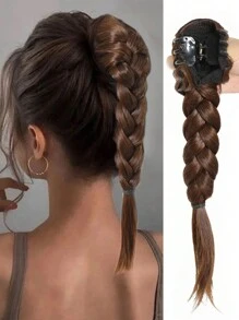 14 Inch Claw Clamp Woven Ponytail Hair Extension, Heatproof Synthetic Braiding Hair, Suitable For Women & Girls, Party & Daily Use - Multicolor - View 16