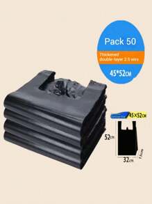 50pcs Black Garbage Bags, Thickened, Large Capacity, Reusable, Kitchen Trash Bags, Outdoor Trash Bags - Multicolor - View 12