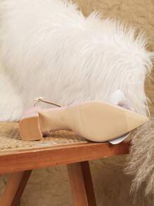 Fall/Winter New Fashion Women Pointed Toe High Heels Thick Heels Hollow Bowknot Pumps, Pink, Elegant, Party