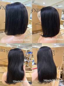 Black Bob Cut Wig Straight Hair Short Bob Wig Unprocessed Virgin Human Hair 13*4 Lace Frontal Bob Wig
