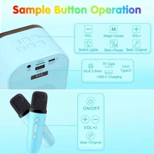 NetHong Mini Karaoke Machine With 2 Wireless Microphones - A Compact Karaoke Speaker Gifts - Blue - View 11