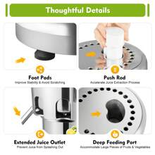 Rainaut Stainless Steel Juice Extractor Machine Fruit Juicer 370W Heavy-Duty, 2800RPM,110V, 60Hz,  36.5*29*36.5cm/14.37*11.41*14.37in - US A Type Plug(110-127V) - View 7