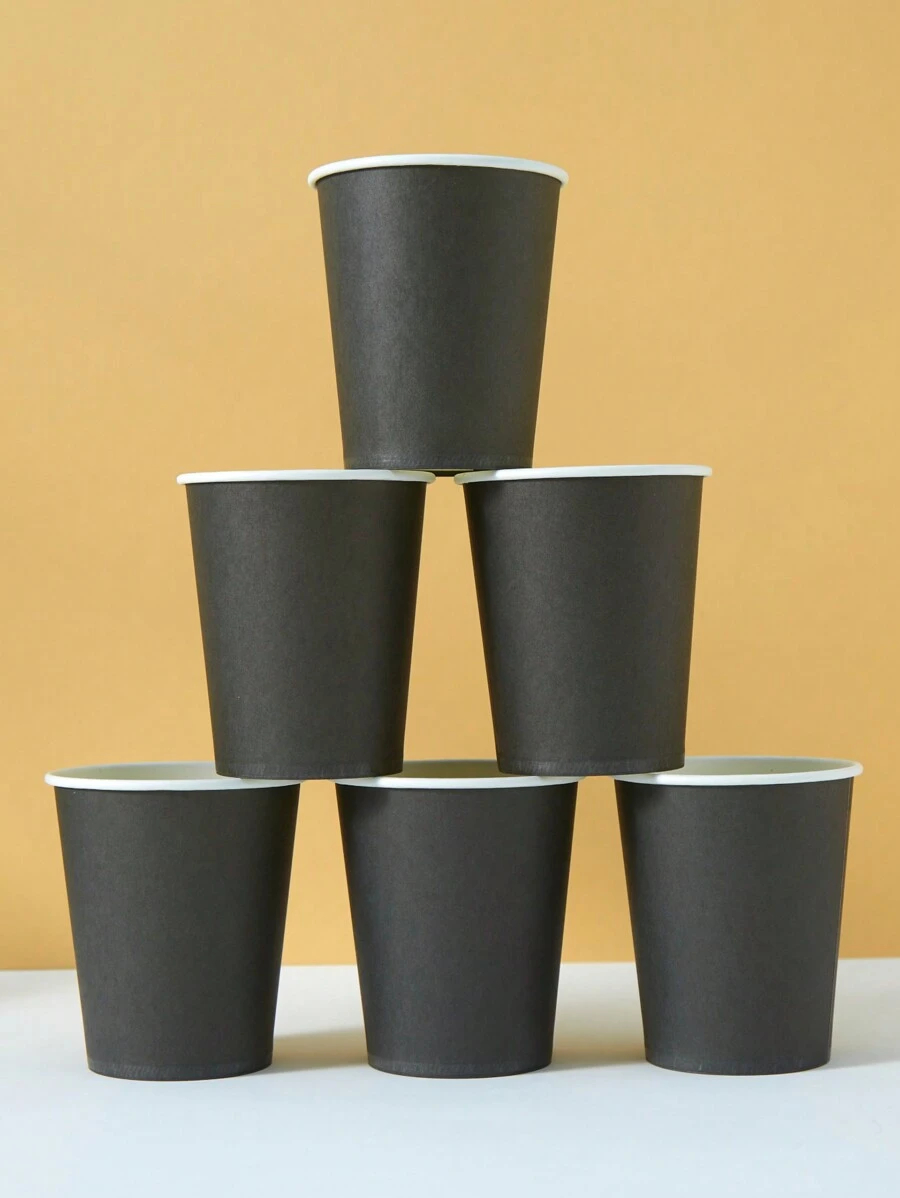 10个/25个一次性黑色纸杯，冷饮和咖啡杯，适用于生日派对、家庭聚会、野餐和派对装饰 - 黑色 - 查看 1